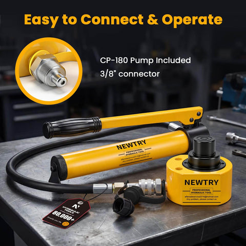 20 Ton Low Profile Hydraulic Jack Porta Power Kit With CP 180 Manual Pump Multi Section Cylinder 1.18 Inch Stroke