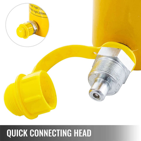 Close-up of quick connector on 20 Ton Solid Ram Hydraulic Cylinder Jack With 6 Inch Stroke Portable Quick Connector Single Acting Lifting Cylinder For Heavy Duty Auto Shop Use VEVOR