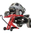 Heavy Duty Hydraulic Lift Jack For Zero Turn Radius Riding Mowers With 500 Pound Lift Locks Bar For Safer Deck Access Ideal For Front End Maintenance And Cleaning Compatible With EGO And Leading ZTR Mower Brands.