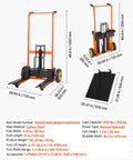 Heavy Duty Hydraulic Material Lift Stacker With 450 Lb Load Capacity And 39.4 Inch Lift Height, Foldable Portable Pallet Truck Dolly With Fork Lift Table For Home Garage Or Shop, Orange And Black