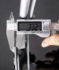 Caliper measuring Kitchen Cabinet Door Flap Up Support Furniture Hinge, 37.7 mm, showing hydraulic lift mechanism detail