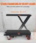 Hydraulic Lift Table Cart 500 Lb Capacity With 28.5 Inch Lift and Four PU Wheels for Safe Material Handling, side view