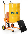 Hydraulic Material Lift With Removable Work Platform Pallet Truck Dolly A Real Workhorse Heavy Duty Winch Stacker With 450 Lb Capacity And 36 Inch Lift Adjustable Forks For Various Pallet Sizes Industrial Warehouse Lifting Solution with yellow drum.