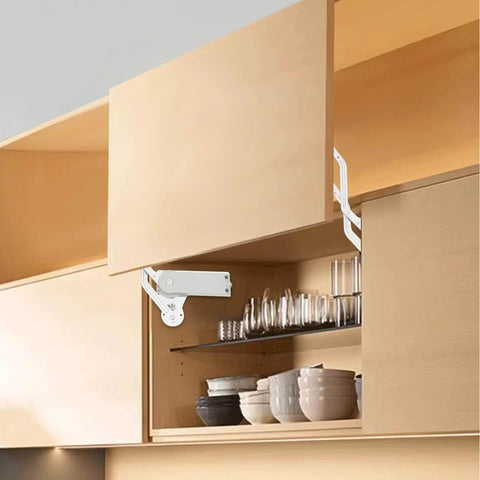 Cabinet showing Hydraulic Buffer Cabinet Door Hinges, Vertical Swing Lift Up 7.72-8.82lbs Capacity, installed for smooth lift and close.