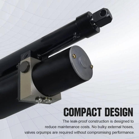 Close-up of Workhorse Heavy Duty Hydraulic Linear Actuator With 8000N Push Force 12V DC Motor 12 Inch Stroke IP65 Protection