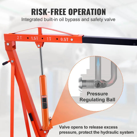 Instructional diagram for heavy duty 3 ton hydraulic long ram jack for engine hoists with clevis base slow release system