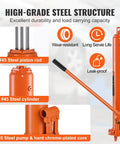 Heavy Duty 3 Ton Hydraulic Long Ram Jack For Engine Hoists And Garage Cranes With Clevis Base Slow Release Lift And Adjustable Height From 26.2 Inches To 46 Inches Ideal For Engine Lifts Farm And Shop Use VEVOR