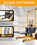 Foldable Hydraulic Material Lift Winch Stacker 450 Lbs Capacity With 35.8 Inch Max Lift And 9 Inch Wheels in warehouse