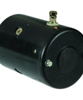 Side view of the Pump Motor Compatible With JS Barnes Monarch MTE Hydraulics, black cylindrical body with connections visible.