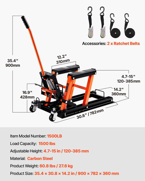 Heavy Duty Hydraulic Motorcycle Lift Jack With 1500 Lbs Capacity For Motorcycles ATVs UTVs Portable Scissor Lift Table On Wheels