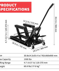 Beefy 1500 Lb Hydraulic Motorcycle Lift Jack With Adjustable Height From 4.7 To 14.57 Inches, Non Slip Platform, Safety Lock