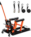 Heavy Duty Hydraulic Motorcycle Lift Jack With 1500 Lbs Capacity For Motorcycles ATVs UTVs Portable Scissor Lift Table On Wheels For Easy Maintenance And Cleaning By VEVOR with ratchet straps and lifting accessories