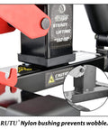 Close-up of Heavy Duty Hydraulic Motorcycle Lift Stand With 1000 Lbs Capacity, metal frame and nylon bushing detail.