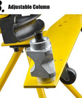Heavy Duty Manual Hydraulic Pipe Bender With Six Dies For 22 To 60 Mm Pipes 16 Ton Output 230 Mm Stroke Bend, adjustable column.