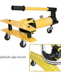 6 Die Pipe Bender For Tubing With Hydraulic System showing yellow body and wheels for smooth operation in workshops.