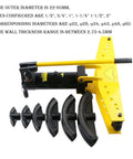 Yellow 6 Die Pipe Bender For Tubing With Hydraulic System and six black dies for automobile repair and fabrication
