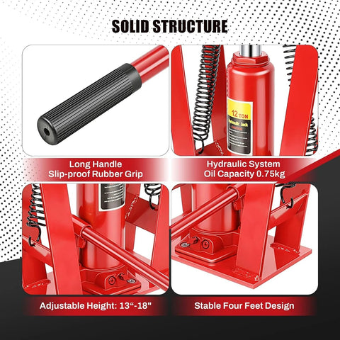 12 Ton Hydraulic Pipe Bender With Six Dies For Copper Steel And Iron Tubing, showing handle grip, hydraulic system, and base design.