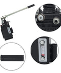 LiGuVCY Hydraulic Piston Hand Pump with Changeover Valve for Double Acting Cylinder, Manual Double Acting Hydraulic Pump with 1-Quart Steel Vertical Tank, 2.7 CID, 3,600 PSI, 3/8 NPTF, showing handle grip and pressure gauge
