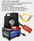 Beefy Electric Hydraulic Power Pack Two Stage Single Acting 110V 120V High Pressure Pump 10000 PSI Max One Way Mini Unit