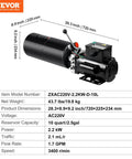 Heavy Duty 220V Hydraulic Power Unit With 10L Tank For Auto Repair And Car Lifts Single Phase 3HP Pump 2950 PSI Max Relief