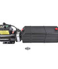 Side view of Heavy Duty Hydraulic Power Unit For Car Lifts And Dump Trailers With Two Point Two KW 220V AC Motor 3450 RPM 4 Gallon Sealed Reservoir Single Phase 2950 PSI Max Relief High Flow Hydraulic Pump Mixizap