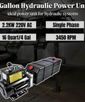 Heavy Duty Hydraulic Power Unit For Car Lifts And Dump Trailers With Two Point Two KW 220V AC Motor 3450 RPM 4 Gallon