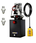 Heavy Duty 8 Quart 12V DC Hydraulic Power Unit Double Acting For Dump Trailers Lift Gates And Truck Hoists With Iron Reservoir