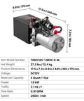4 Quart DC 12V Hydraulic Power Unit for Dump Trailers with Double Acting Pump, black steel reservoir, front view