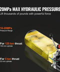 Heavy Duty 220V Hydraulic Power Unit With 10L Tank For Auto Repair And Car Lifts Single Phase 3HP Pump 2950 PSI Max Relief Pre Wired Ready To Run Industrial Hydraulic System, showing cylinder and pressure details.