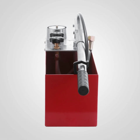 Front view of Hydraulic Pressure Test Pump 50 Bar Hand Pressure Test Pump 726 PSI 3.2 Gallon Tank 45ML 1/2" BSP