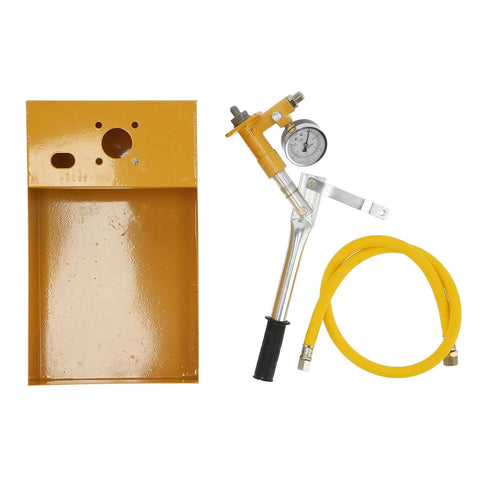 362 PSI Pressure Test Pump, Hydraulic Manual Water Pressure Tester Kit with yellow hose and brass gauge for pipeline testing