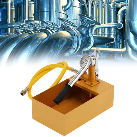 362 PSI Pressure Test Pump, Hydraulic Manual Water Pressure Tester Kit, Hydraulic Pump with Gauge in industrial setting