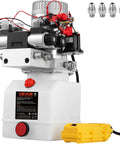 Double Acting 4 Way Hydraulic Pump Power Unit With 12V DC Motor 2 GPM Flow 3200 PSI Max For Dump Trailer Lifting And Car Lift 4.5 Quart Reservoir VEVOR with control pendant and fittings