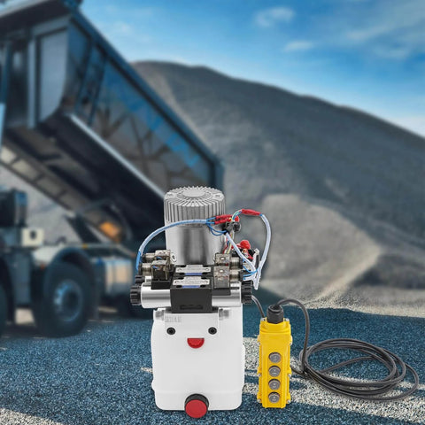 Double Acting Hydraulic Pump 12V DC 4.5 Quart Hydraulic Power Unit 1.6kW 3000RPM 22MPA Hydraulic Station Pump with Plastic Reservoir