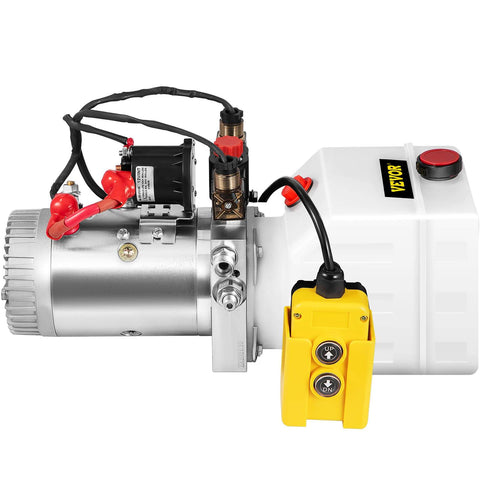 Beefy 12V Hydraulic Pump Power Unit With 3 Quart Reservoir For Dump Trailers And Car Lifting, Double Acting Up And Down