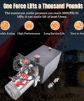 3200 PSI Hydraulic Power Unit, 12V DC Double Acting Hydraulic Pump with 8 Quart Metal Oil Reservoir, installed on dump trailer