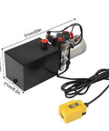 ✝️ 6 Quart Double Acting Hydraulic Pump 12V Hydraulic Power Unit, 3KW motor, suitable for forklifts and dump trucks with dimensions visible