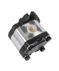 Hydraulic pump CCW rotation 4CC replacement for Genie GS-1932 pictured from side angle, showing metal casing and connection points