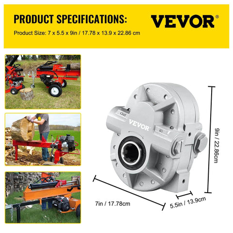 Bestauto Hydraulic Pump 21.2GPM Hydraulic Motor 540RPM Log Splitter 2500PSI Hydraulic Splitter SAE 12 Outlet Port with dimensions
