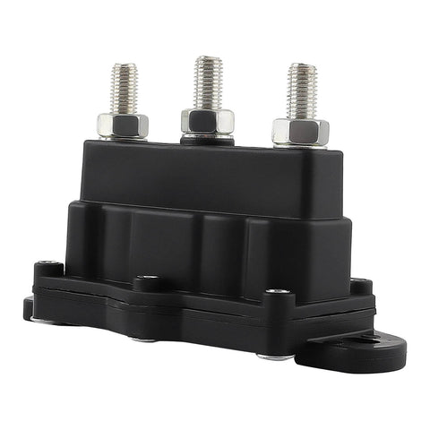 Black Dual-Polarity Reversing Solenoid for 167567 118246 Hydraulic Pump Motor, three terminal studs visible