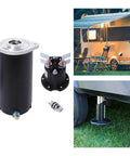 179327 Hydraulic Pump Motor 414850 for unidirectional RV leveling, shown with solenoid and installation example near RV