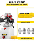 Double Acting 4 Way Hydraulic Pump Power Unit With 12V DC Motor 2 GPM Flow 3200 PSI Max including remote control and connectors