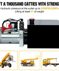 Heavy Duty Electric Hydraulic Pump Unit For Dump Trailer With Metal Reservoir 12V DC Motor 3200 PSI Max Pressure Double Acting Cylinder Lifts Up To 5 Tons And Handles Tough Loads By DC House