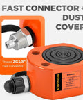 Hydraulic Ram Jack 30T Low Profile Porta Power Cylinder Multi-Section 2.13" Stroke Lifting Cylinder with connectors shown.