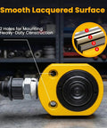 10 Ton Hydraulic Ram Jack With Low Profile Multi Section Cylinder 1 Inch Total Stroke Portable Workhorse For Machinery Bridges And Construction Projects Newtry showing smooth lacquered surface and mounting holes