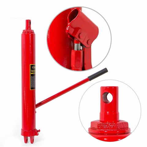 BeefedUp 8 Ton Hydraulic Ram Engine Lift Hoist with close-up of cherry picker style clevis base and handle