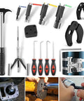 Heavy Duty 17 Piece Hydraulic Cylinder Repair Tool Kit For Skid Steers, Loaders, Backhoes, And Tractors with various tools displayed