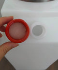 Close-up of Universal Car Lift Oil Pot Hydraulic Reservoir Tank For Storage And Lifting, showing open cap and thick plastic material.