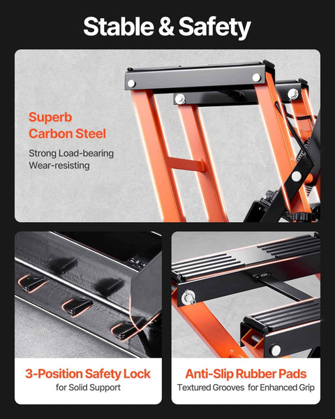 Sturdy construction of Heavy Duty Hydraulic Motorcycle Lift Jack With 1500 Lbs Capacity For Motorcycles ATVs UTVs Portable Scissor Lift Table On Wheels