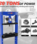 Hydraulic Shop Press,20 Ton H-Frame Garage Floor Adjustable Shop Bearing Press with Pressure Gauge & Stamping Plates displayed